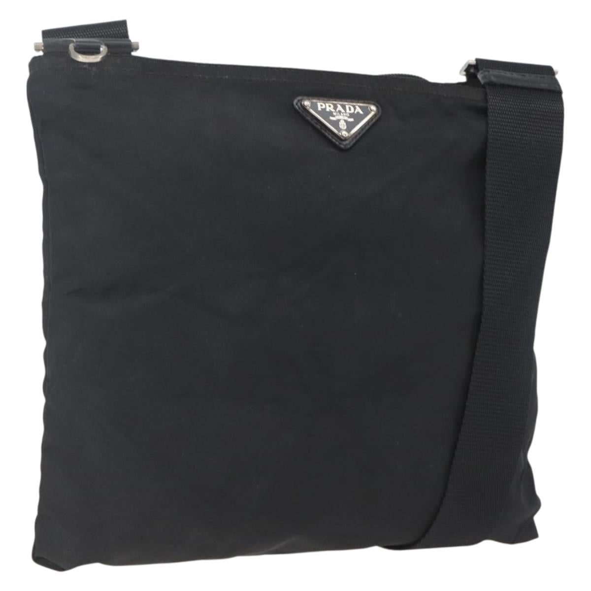 PRADA Shoulder Bag Nylon Black Silver