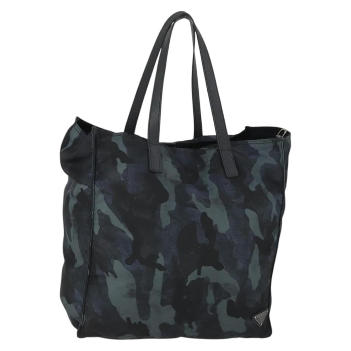 PRADA Camouflage Tote Bag Nylon Silver