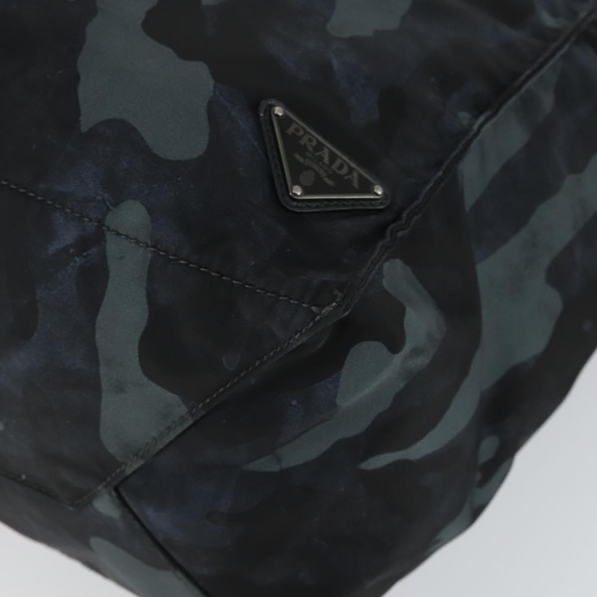 PRADA Camouflage Tote Bag Nylon Silver