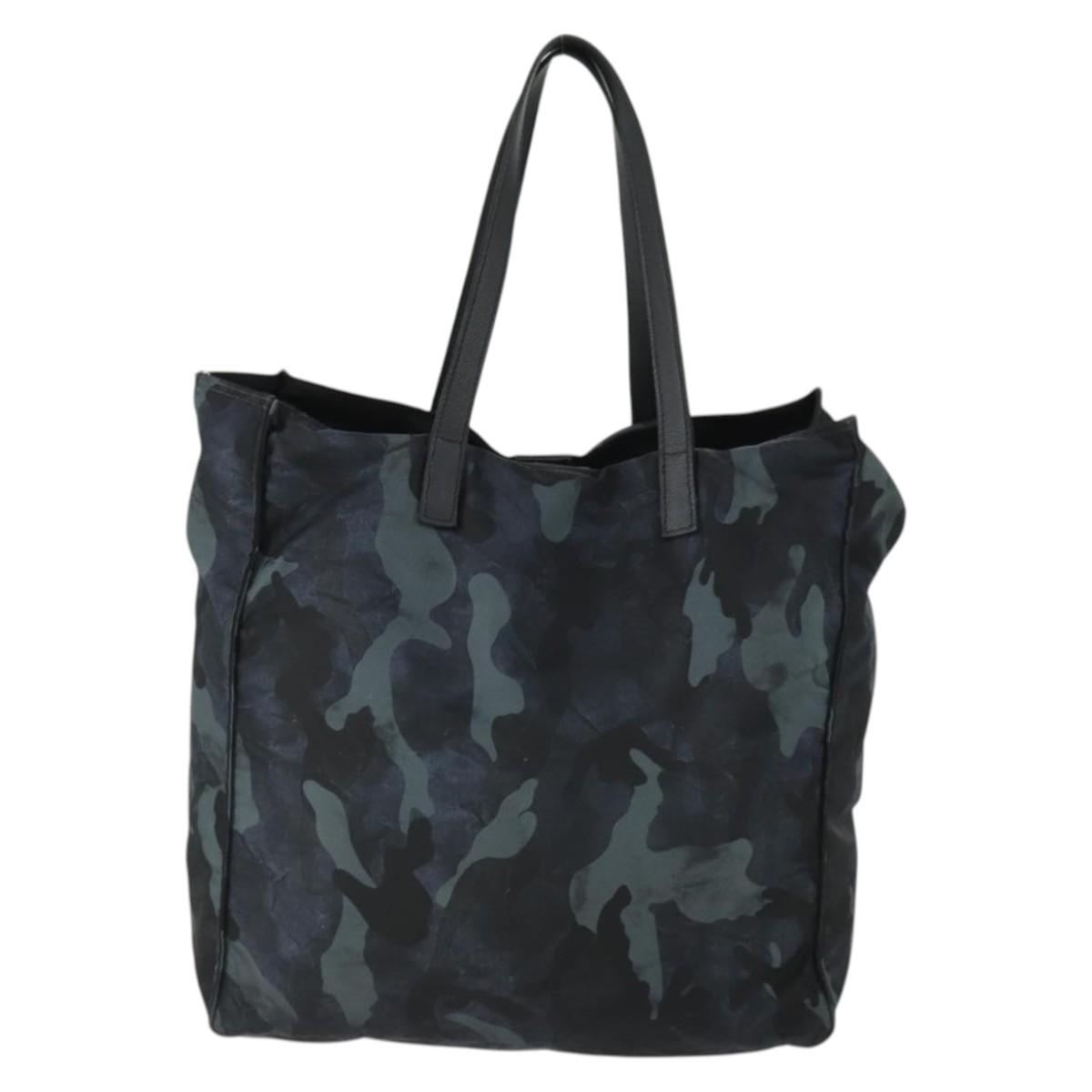 PRADA Camouflage Tote Bag Nylon Silver