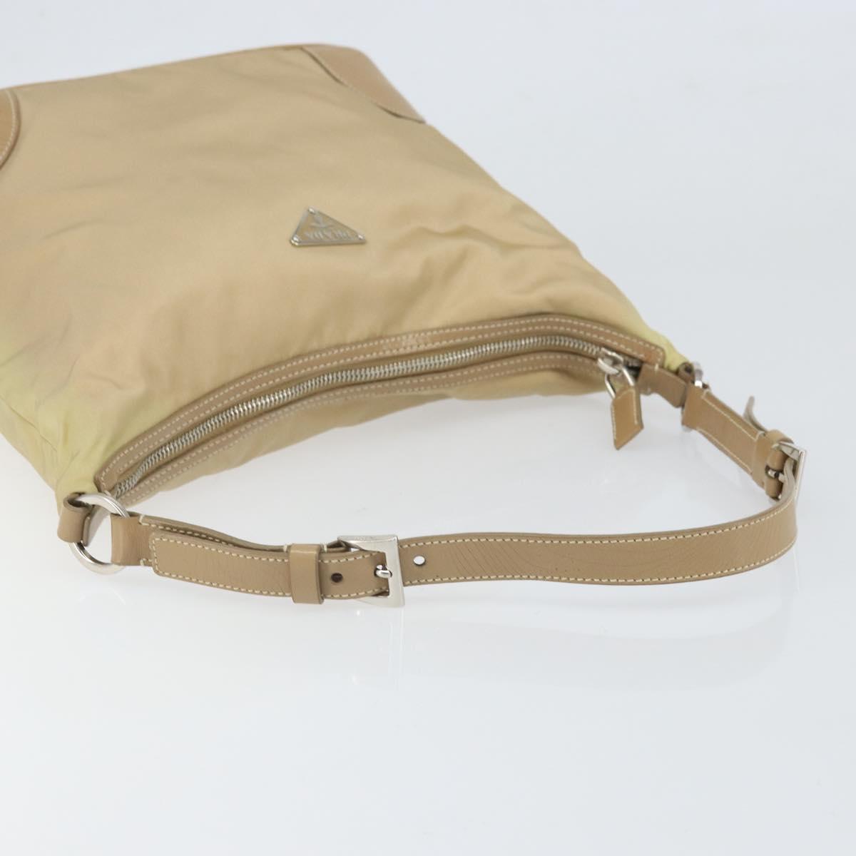 PRADA Shoulder Bag Nylon Beige Silver