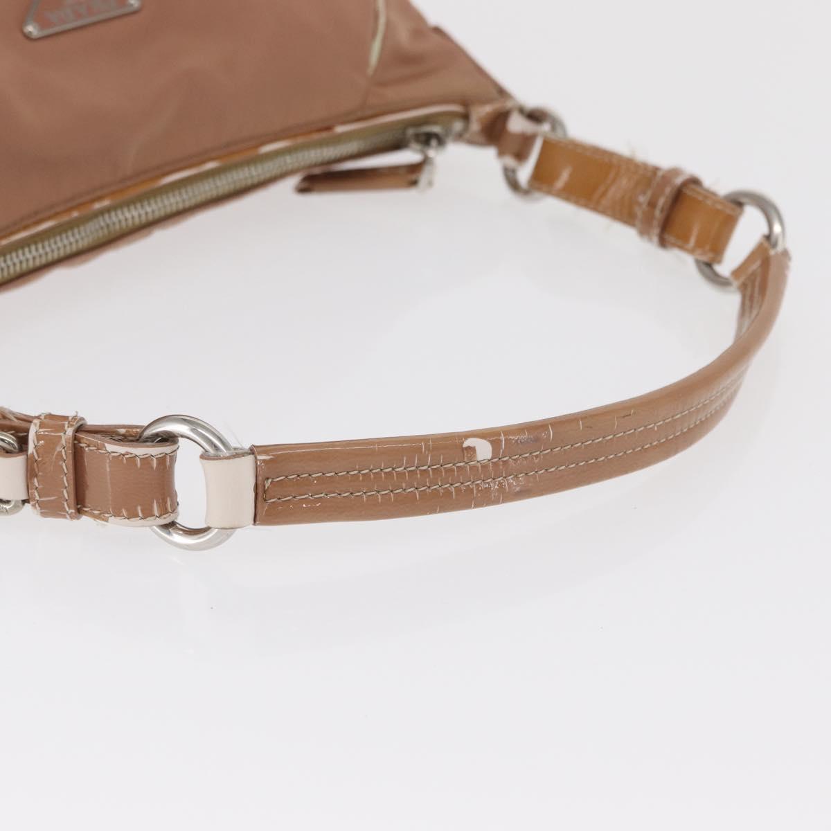 PRADA Shoulder Bag Nylon Beige Silver