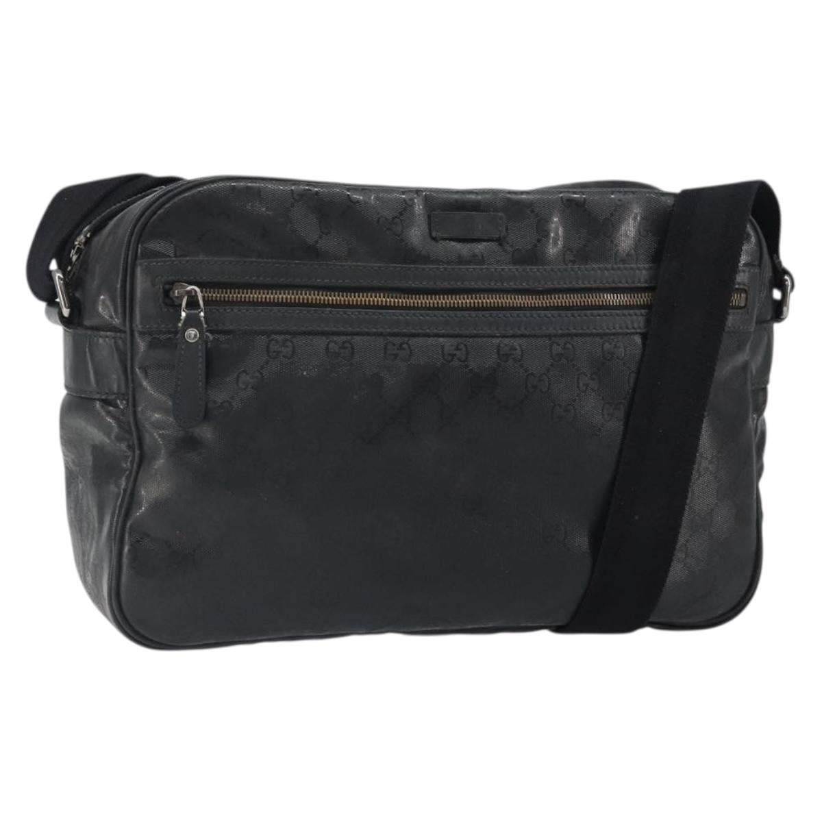 GUCCI GG implementation Shoulder Bag PVC Black Silver 211107