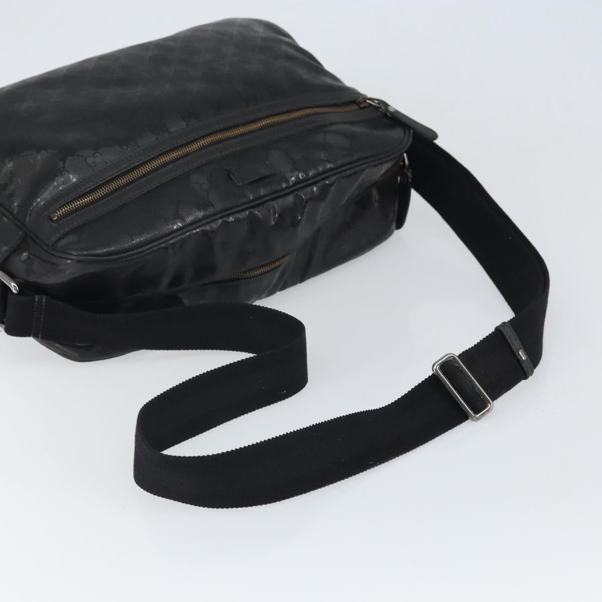 GUCCI GG implementation Shoulder Bag PVC Black Silver 211107