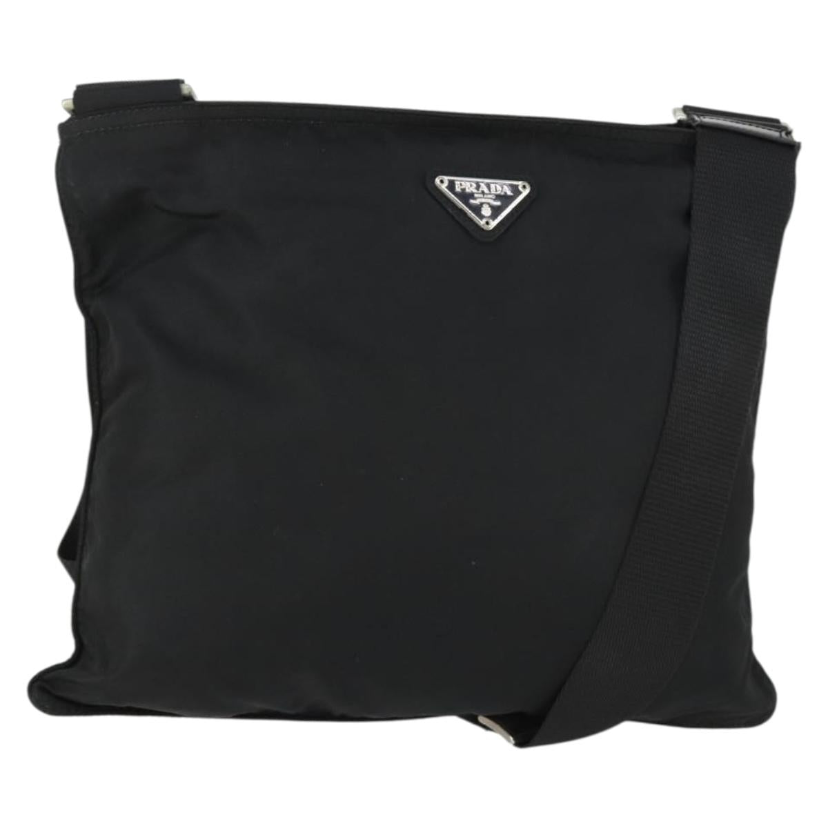 PRADA Shoulder Bag Nylon Black Silver