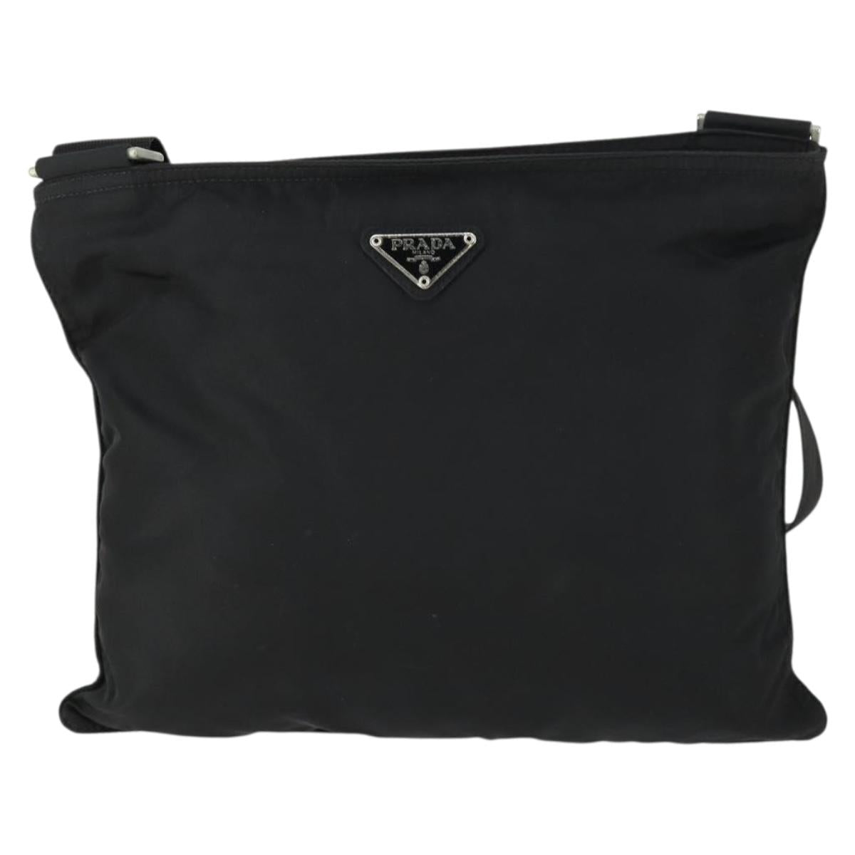 PRADA Shoulder Bag Nylon Black Silver