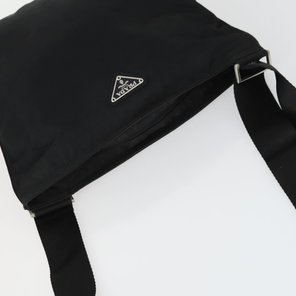 PRADA Shoulder Bag Nylon Black Silver