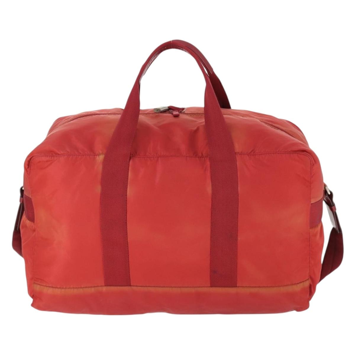 PRADA Boston Bag Nylon 2way Red Silver
