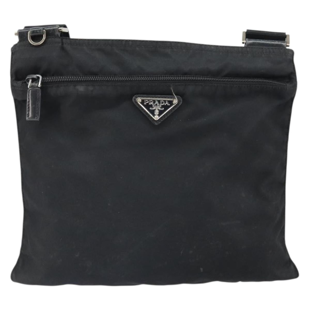 PRADA Shoulder Bag Nylon Black Silver