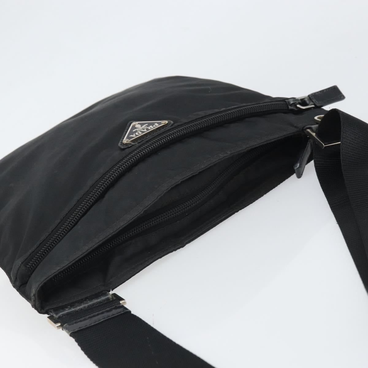 PRADA Shoulder Bag Nylon Black Silver