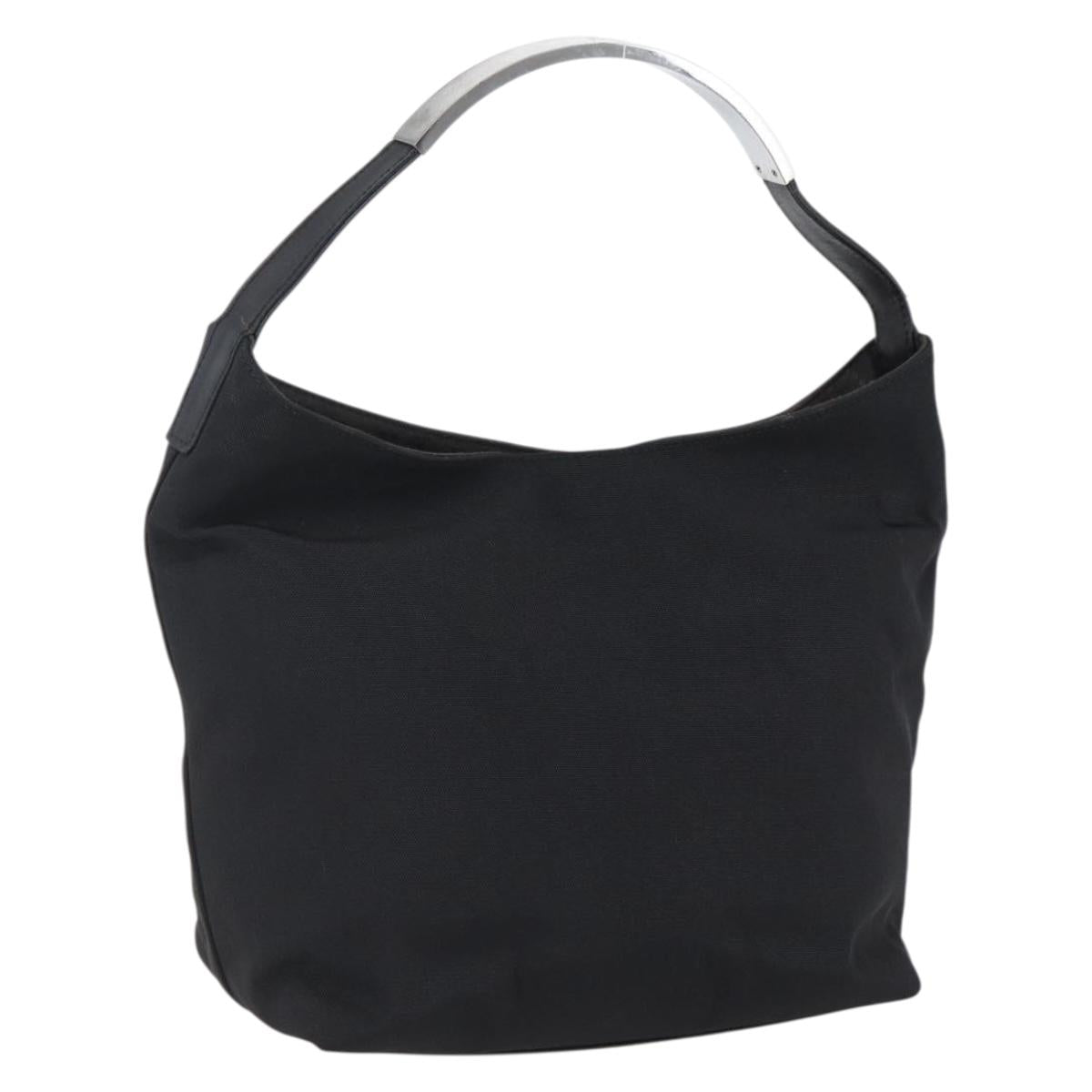 GUCCI Hand Bag Nylon Black Silver