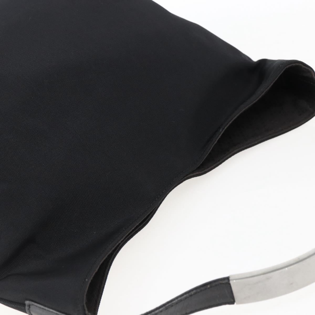 GUCCI Hand Bag Nylon Black Silver