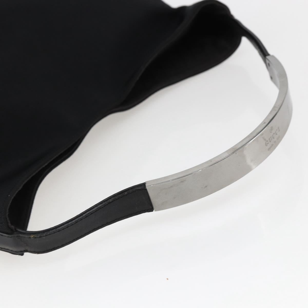 GUCCI Hand Bag Nylon Black Silver