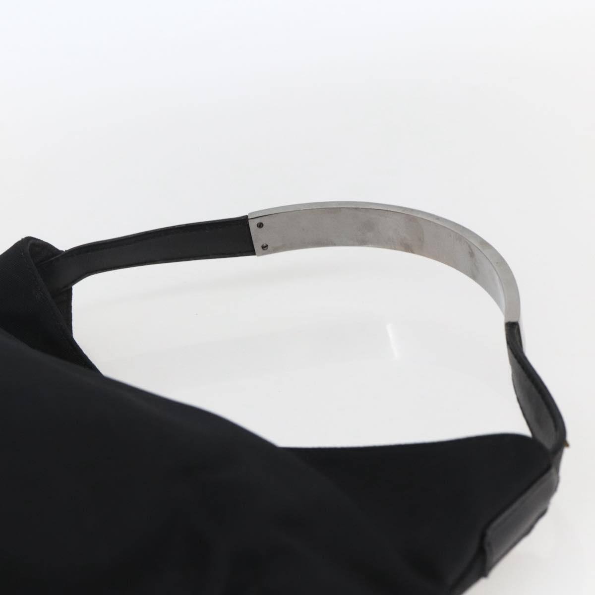 GUCCI Hand Bag Nylon Black Silver