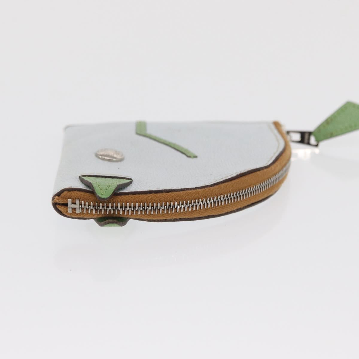 HERMES Paddock Coin Purse Leather Light Blue
