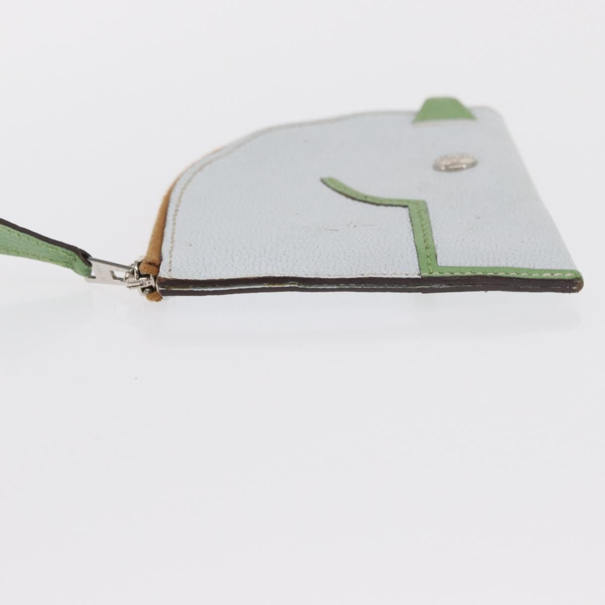 HERMES Paddock Coin Purse Leather Light Blue