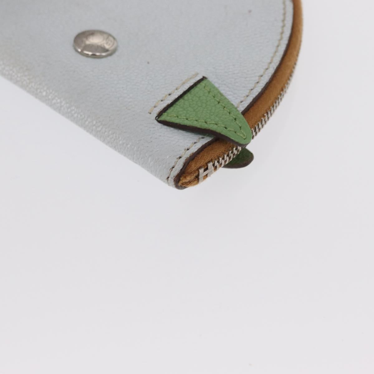 HERMES Paddock Coin Purse Leather Light Blue