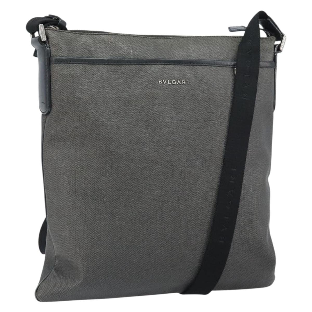 BVLGARI Shoulder Bag PVC Leather Gray Silver