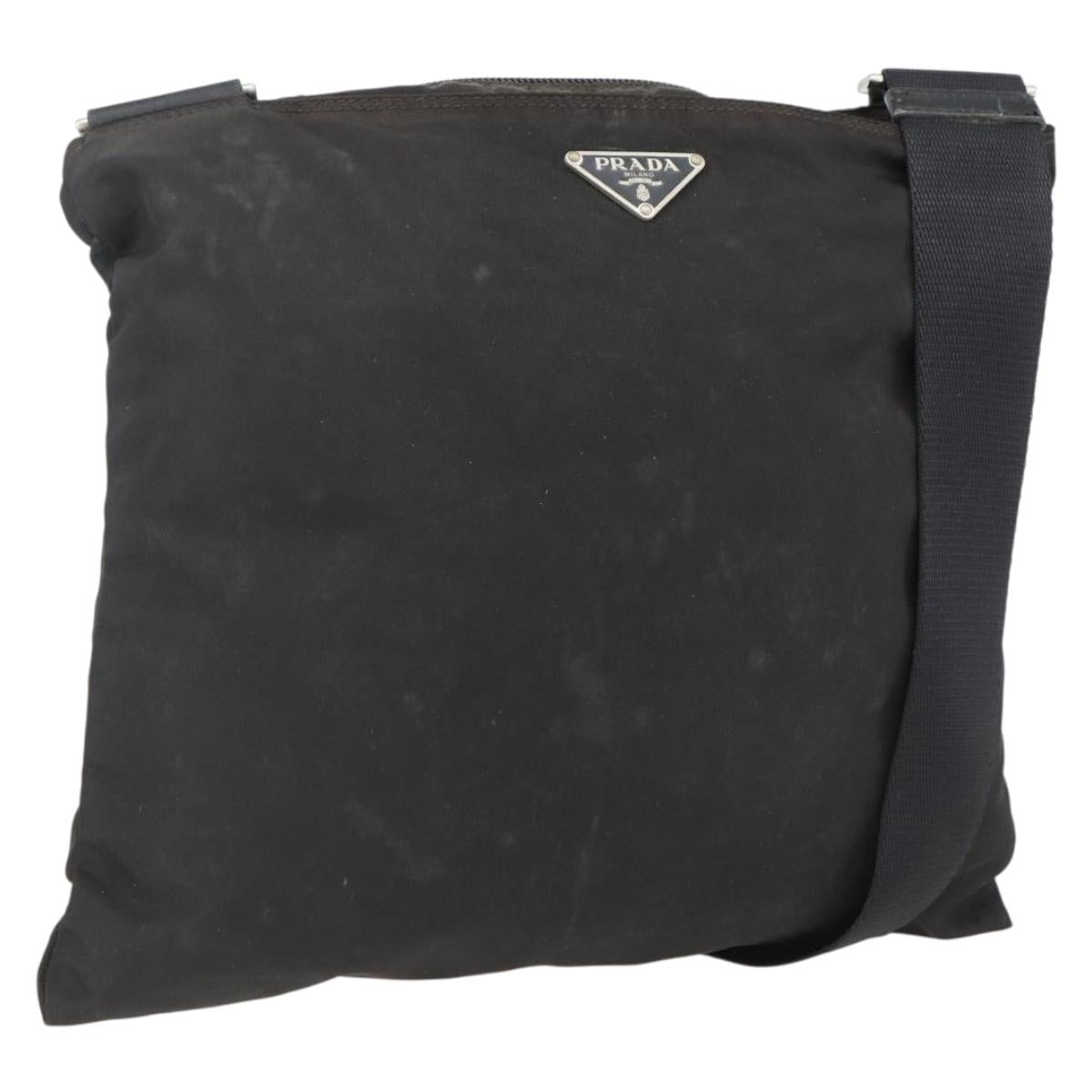 PRADA Shoulder Bag Nylon Black Silver