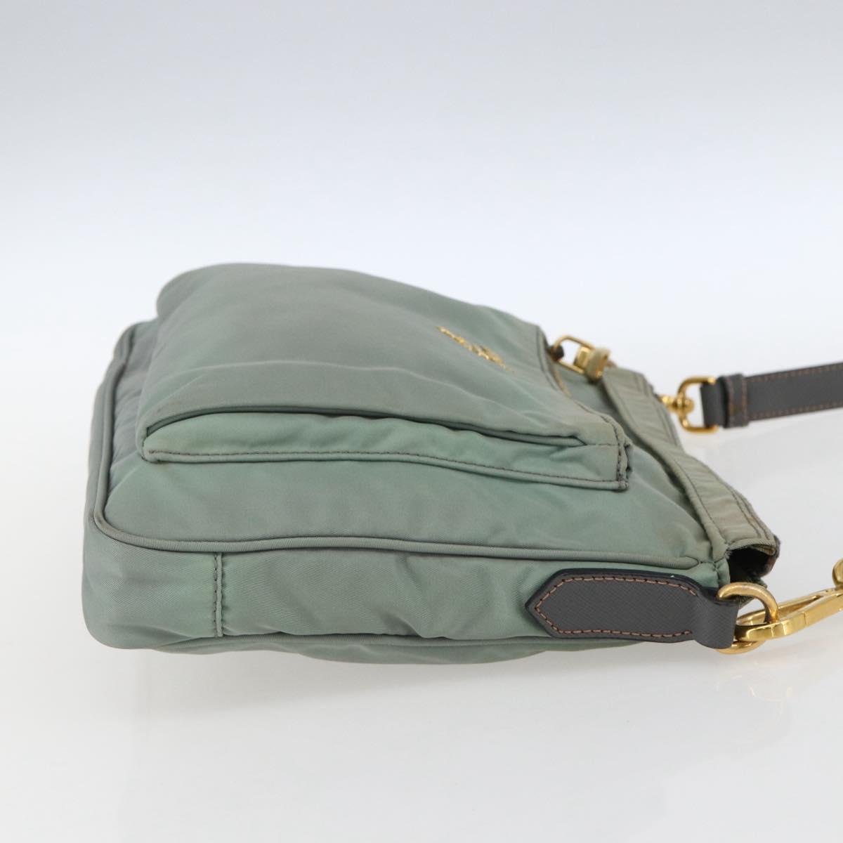 PRADA Shoulder Bag Nylon Green Gold
