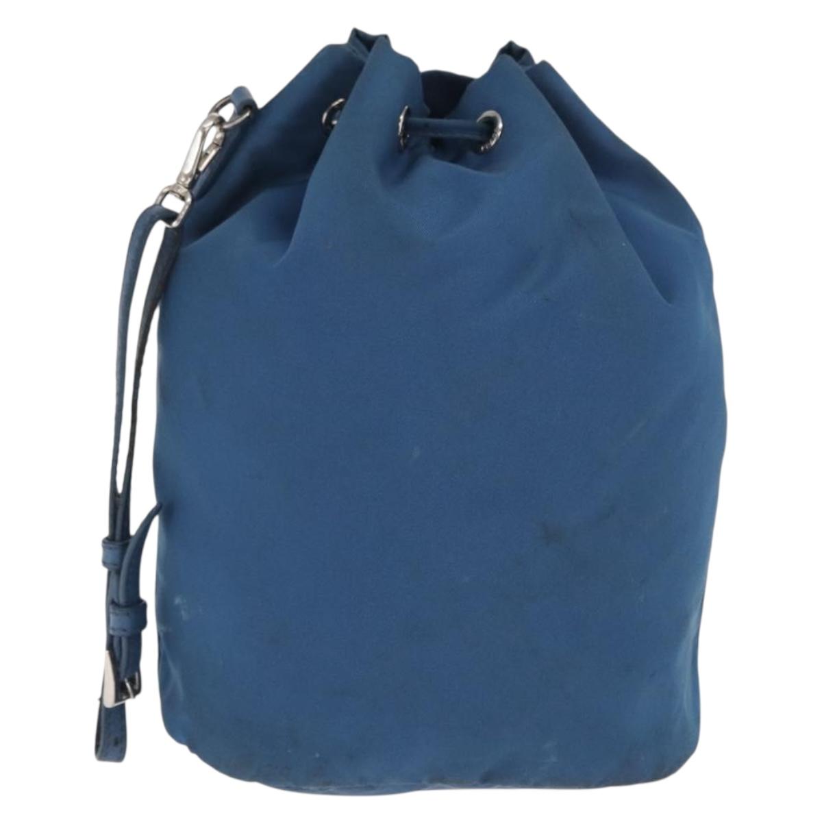 PRADA Purse Pouch Nylon Light Blue Silver