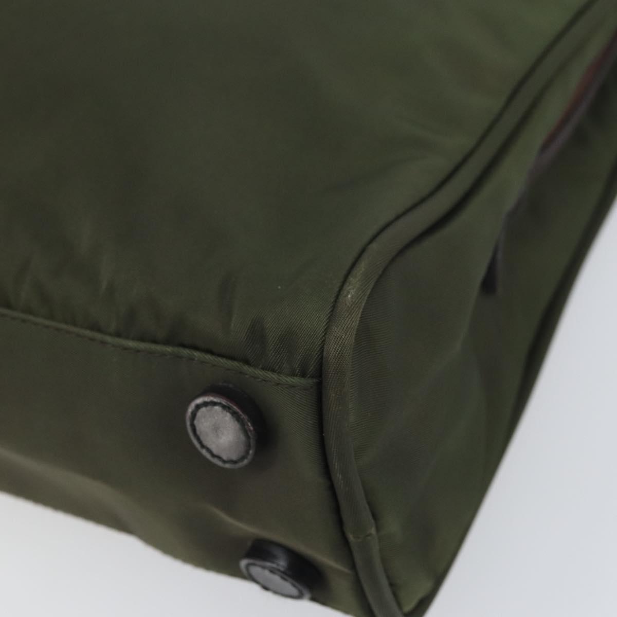 PRADA Hand Bag Nylon Green Silver