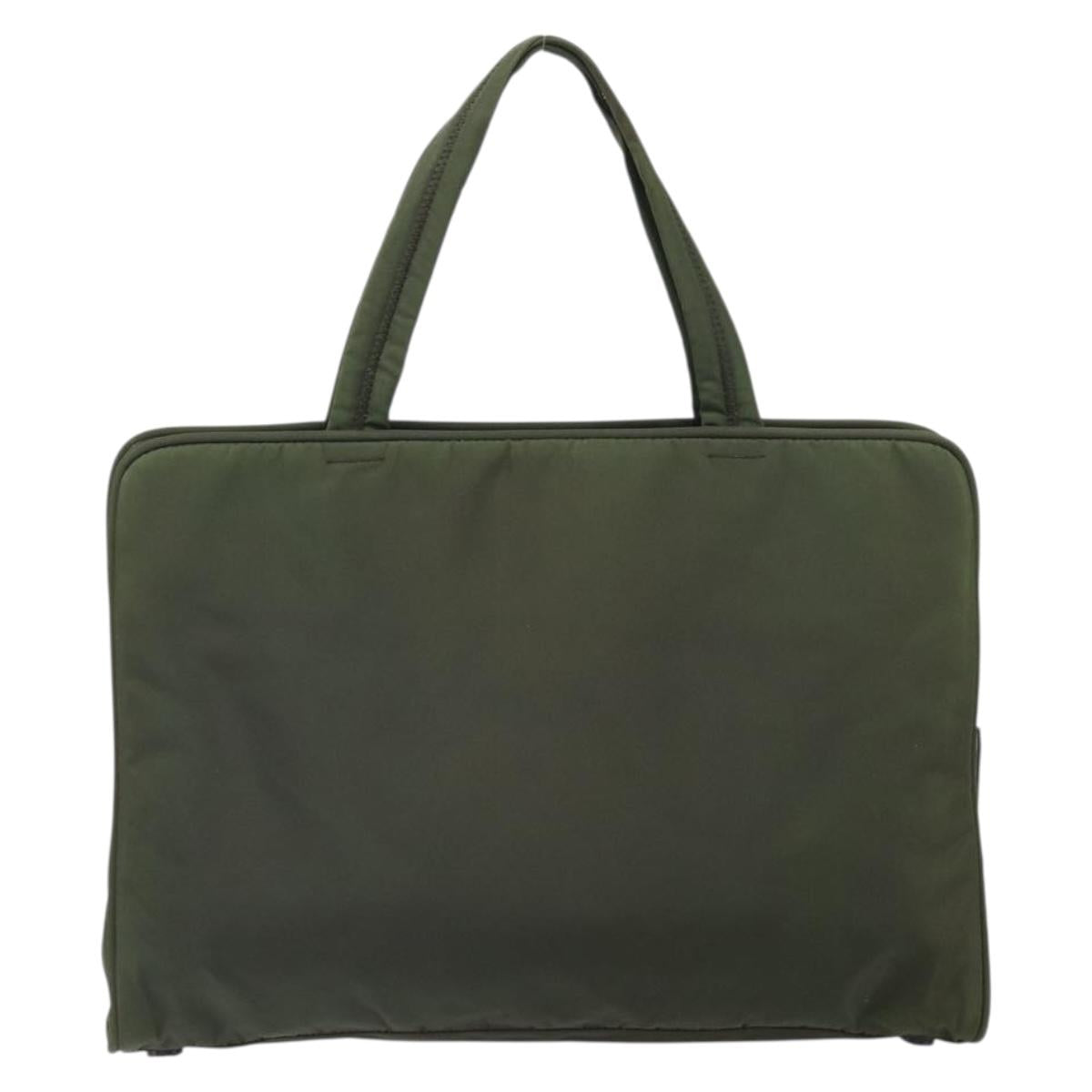 PRADA Hand Bag Nylon Green Silver