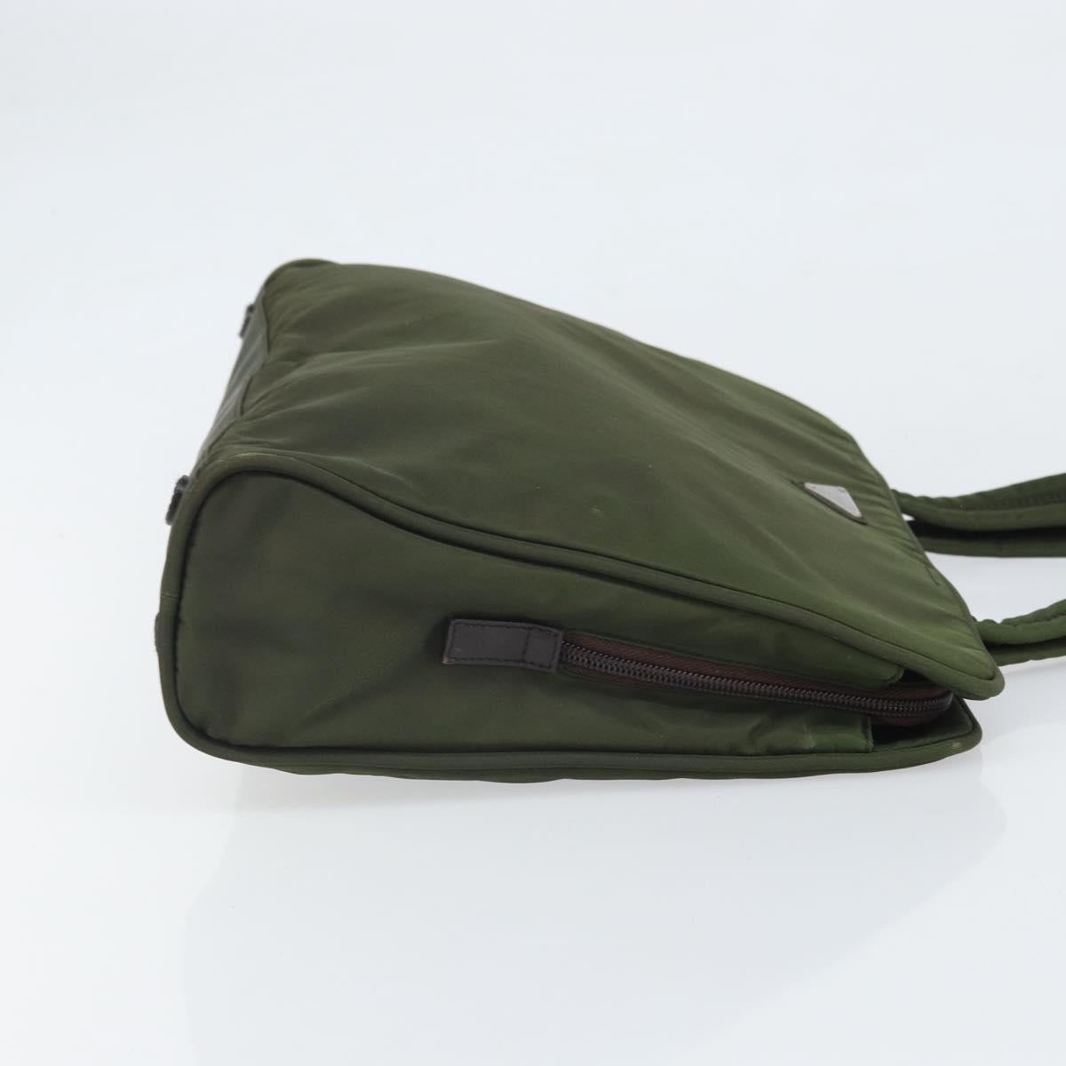 PRADA Hand Bag Nylon Green Silver