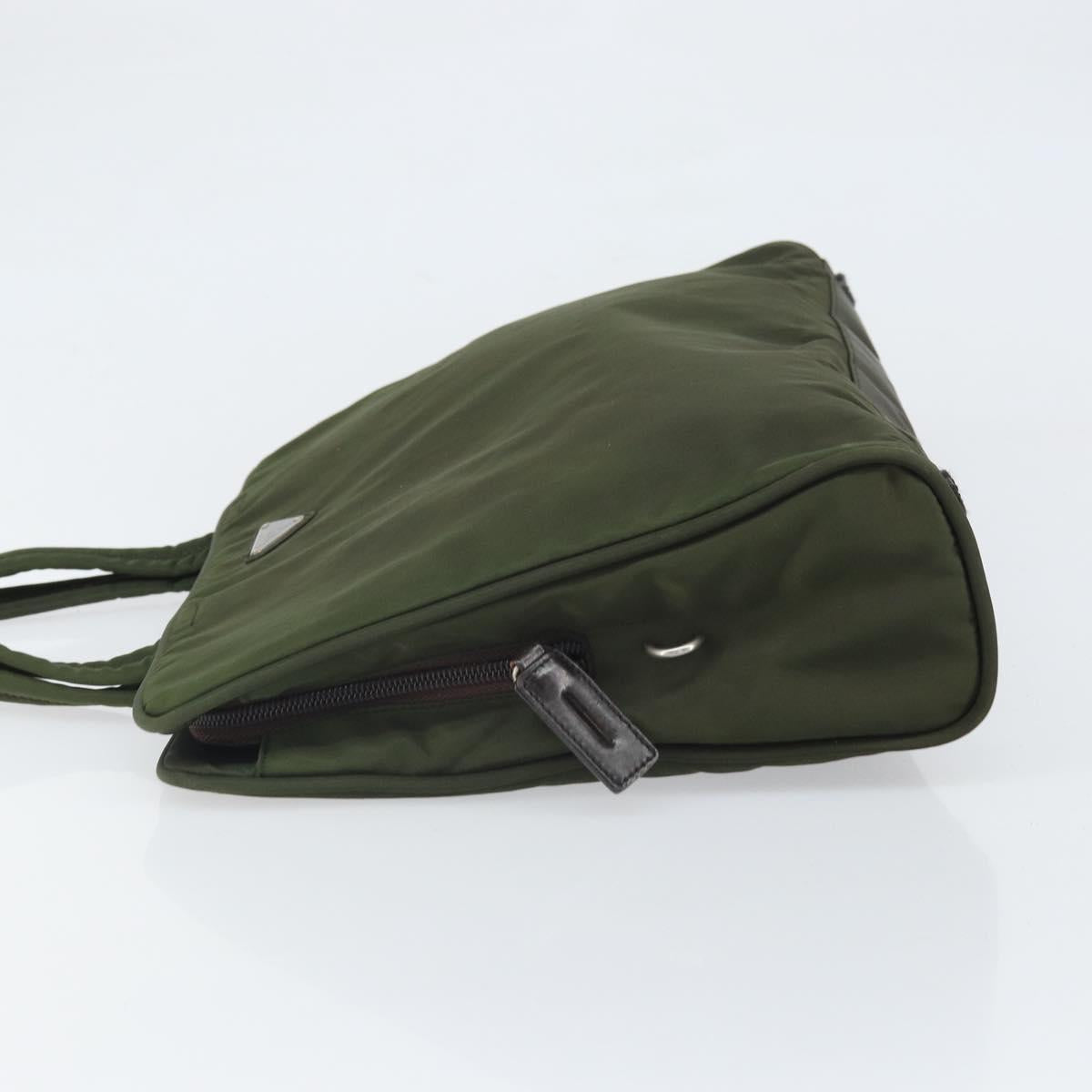 PRADA Hand Bag Nylon Green Silver