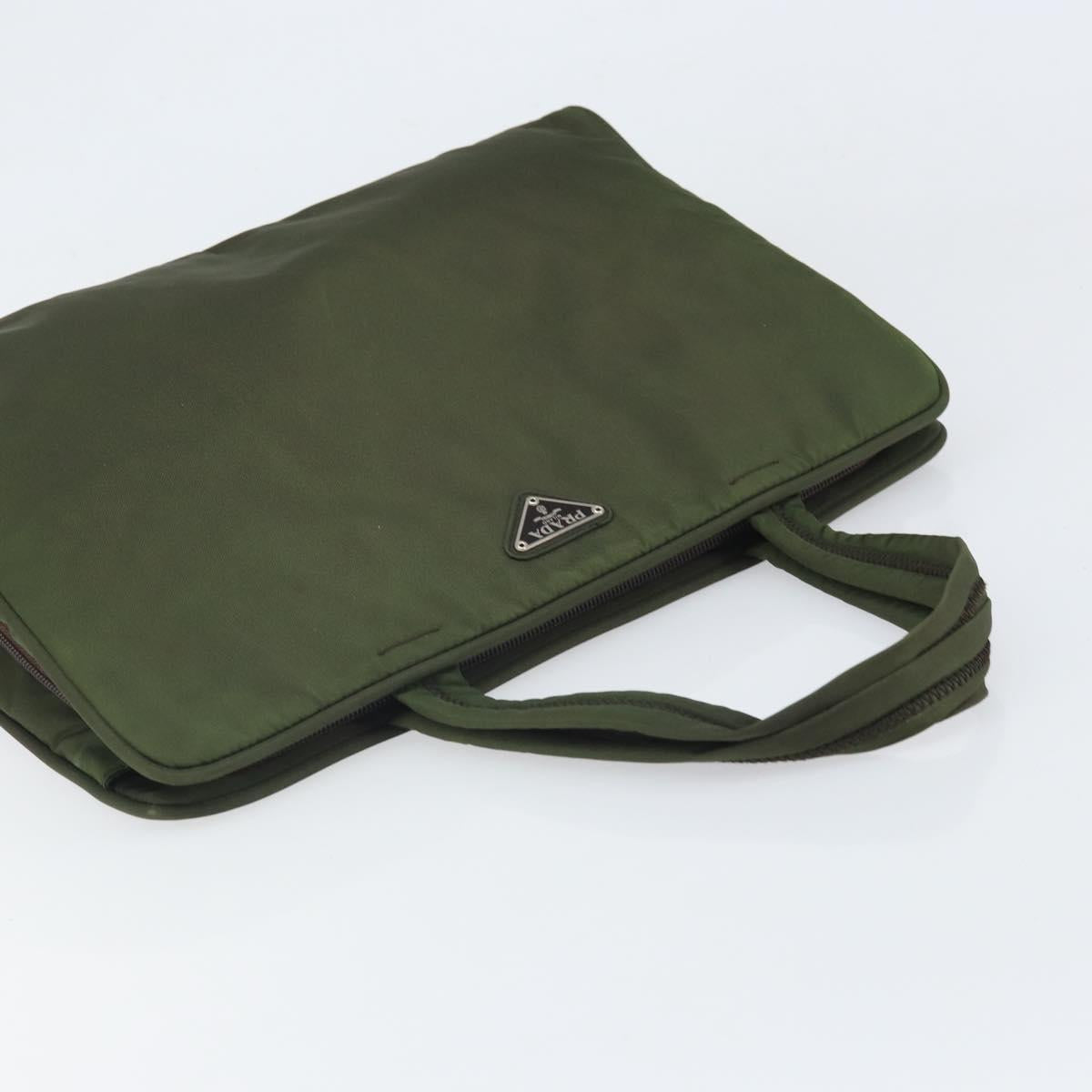 PRADA Hand Bag Nylon Green Silver