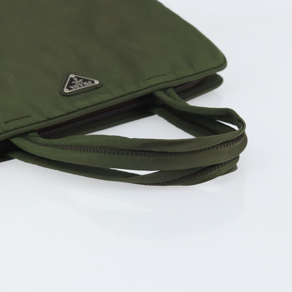 PRADA Hand Bag Nylon Green Silver