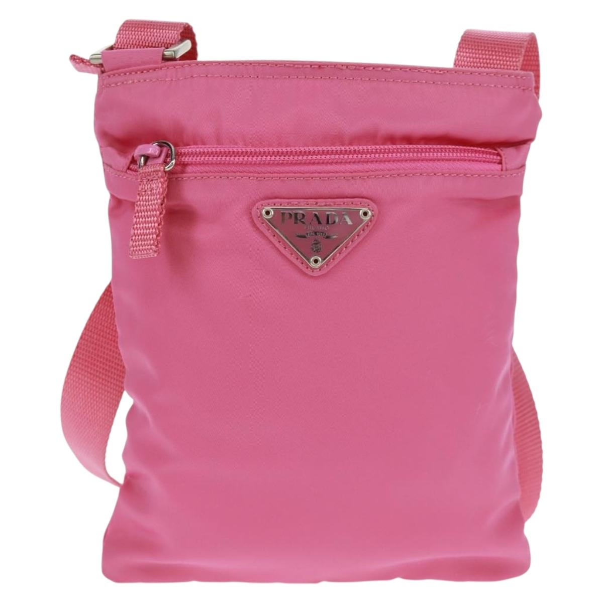 PRADA Shoulder Bag Nylon Pink Silver