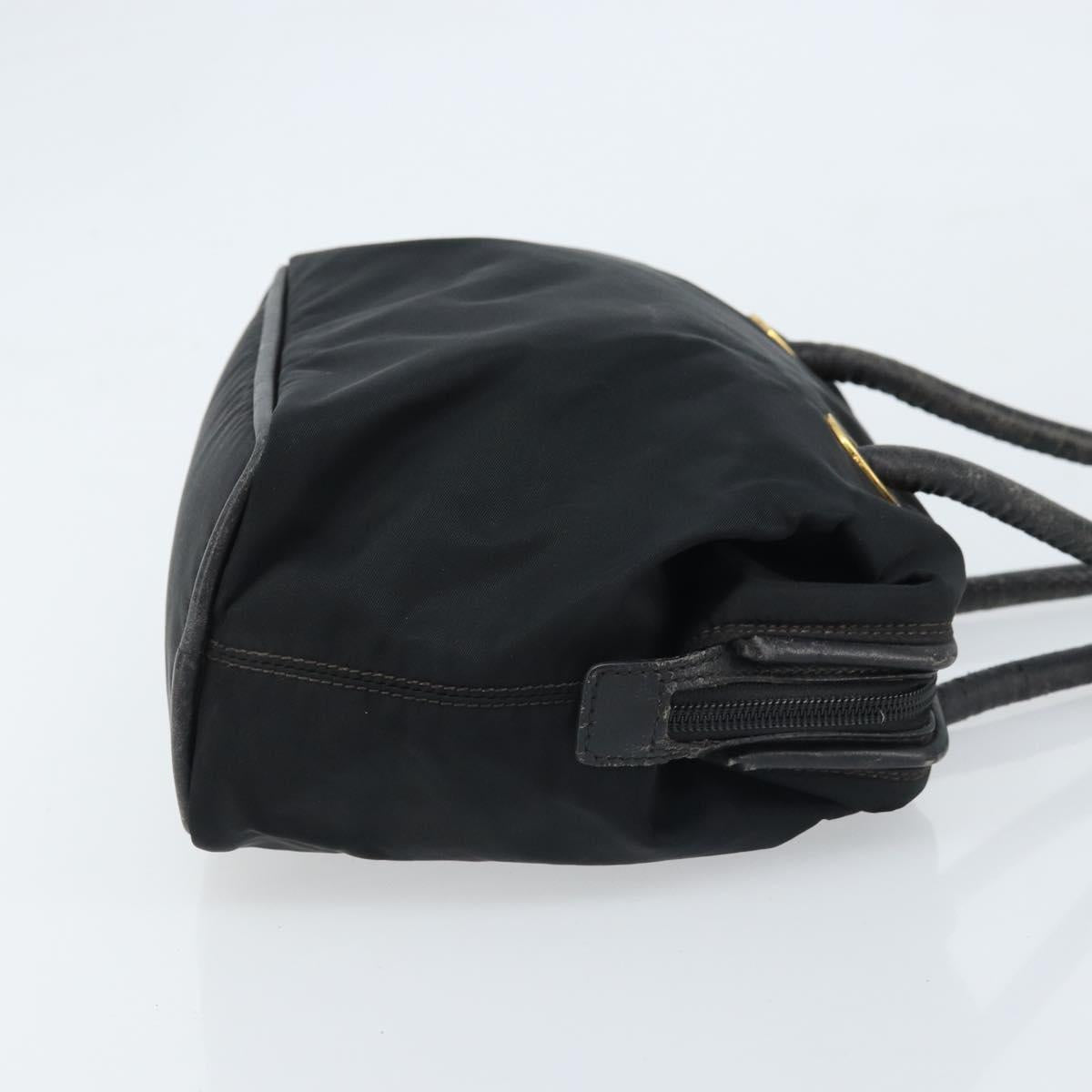 CELINE Circle Shoulder Bag Nylon Leather Black Gold