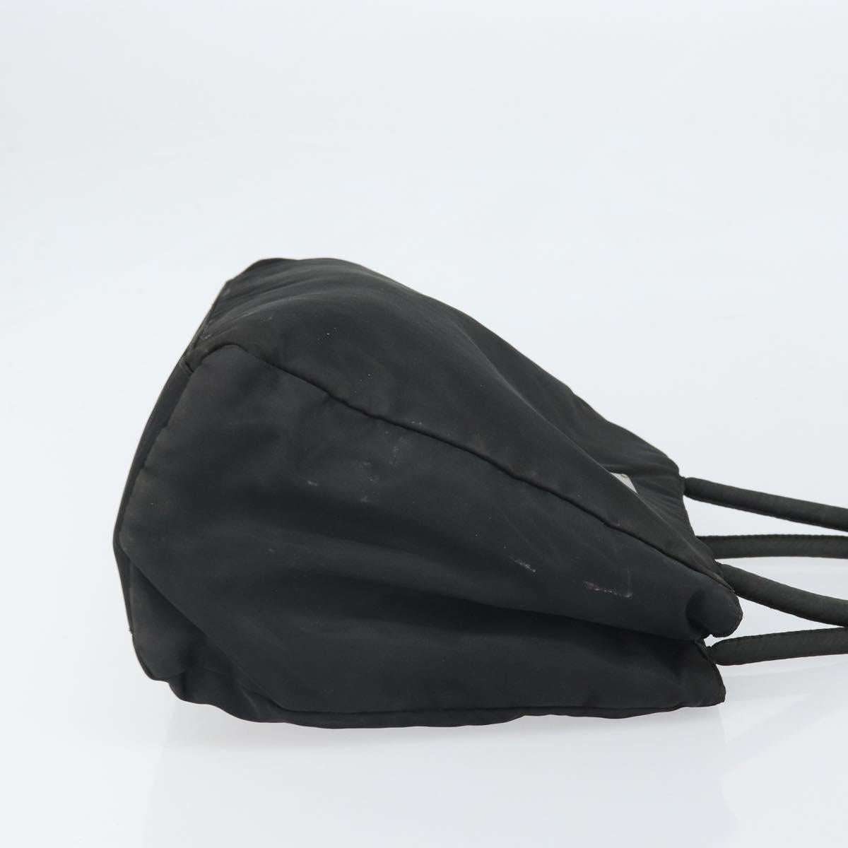 PRADA Hand Bag Nylon Black Silver
