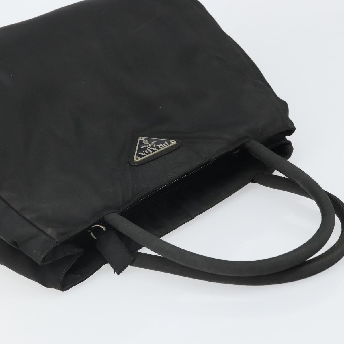 PRADA Hand Bag Nylon Black Silver