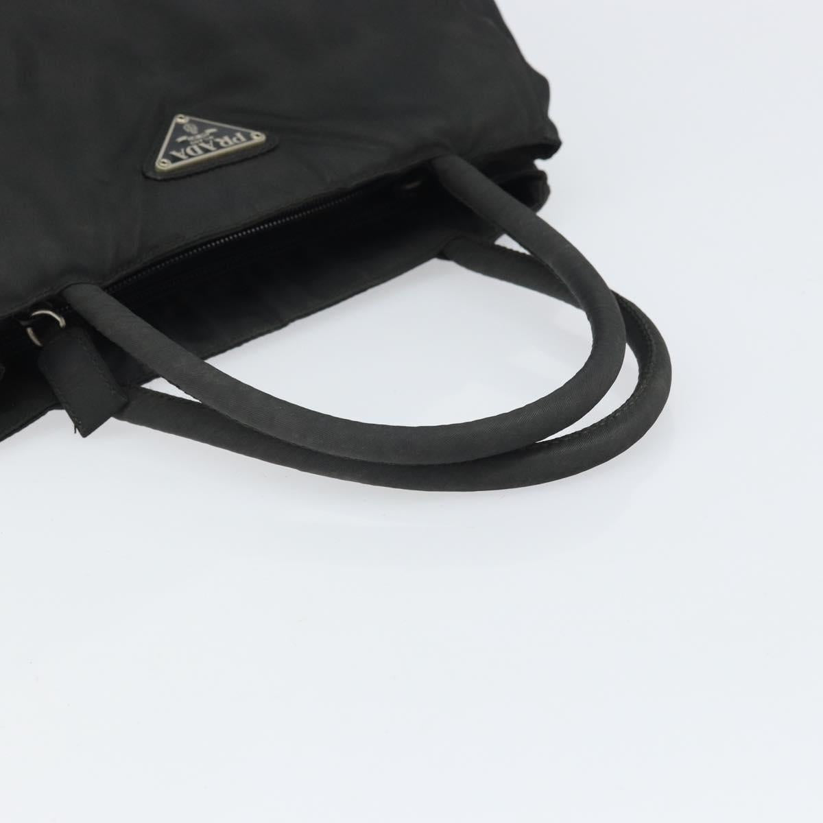 PRADA Hand Bag Nylon Black Silver