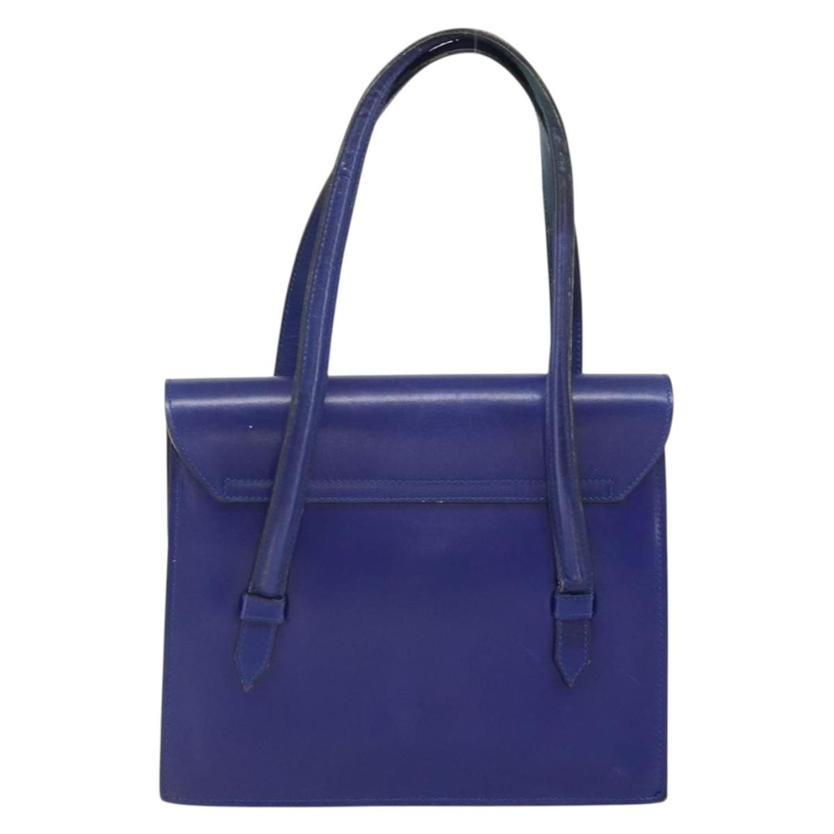 CELINE Hand Bag Leather Blue Gold