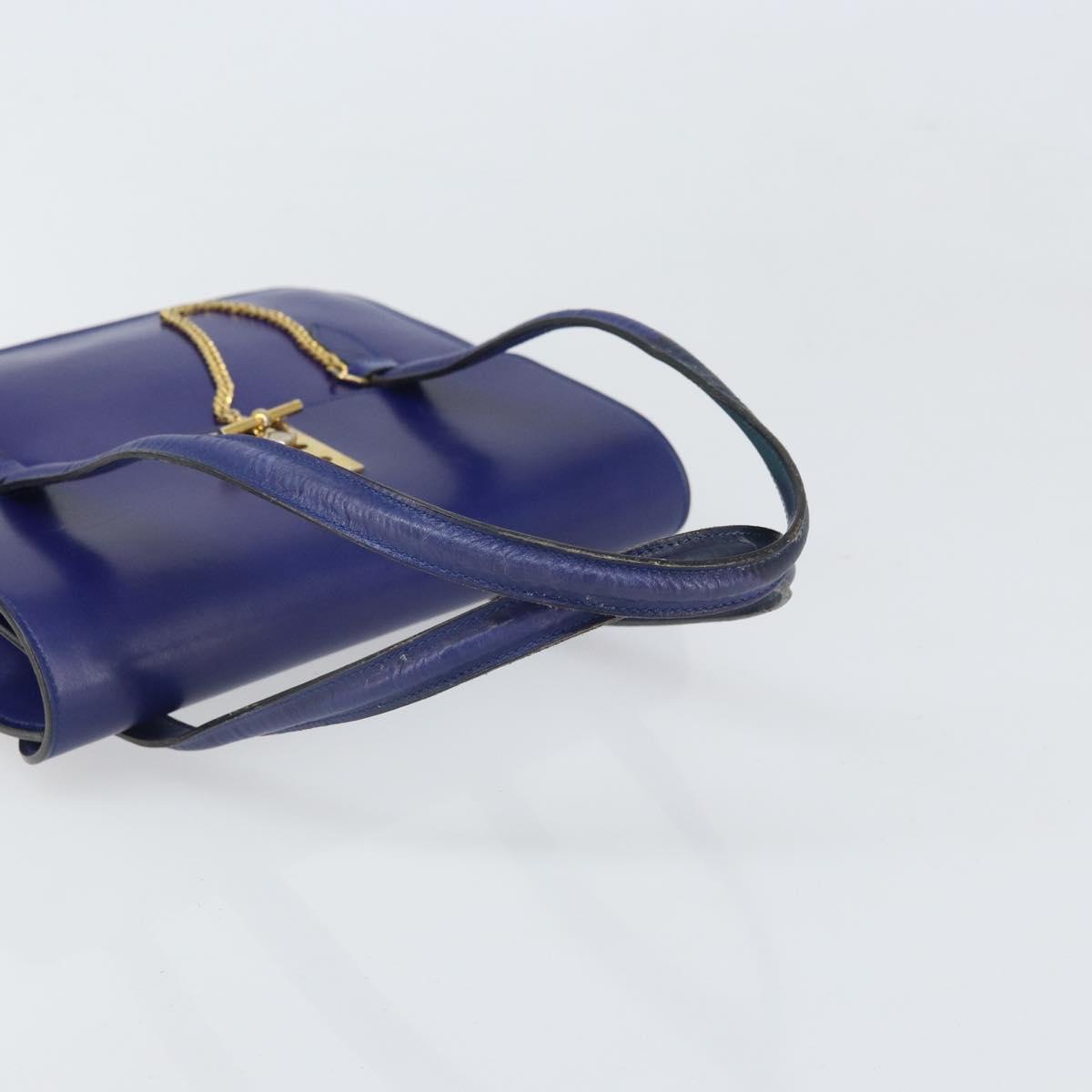 CELINE Hand Bag Leather Blue Gold