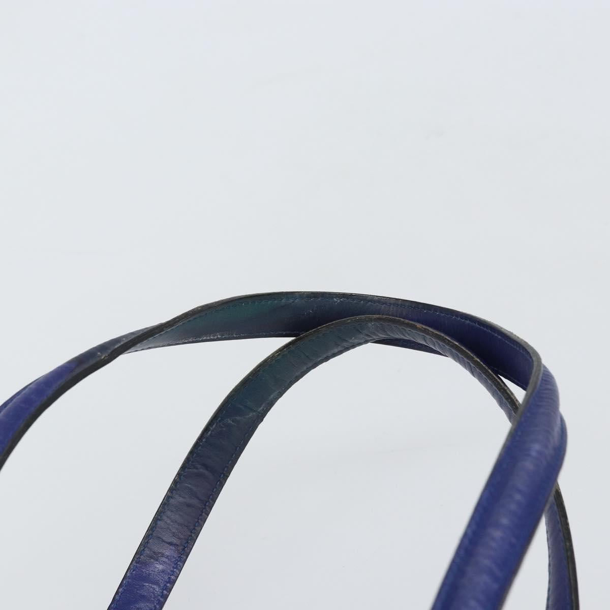 CELINE Hand Bag Leather Blue Gold