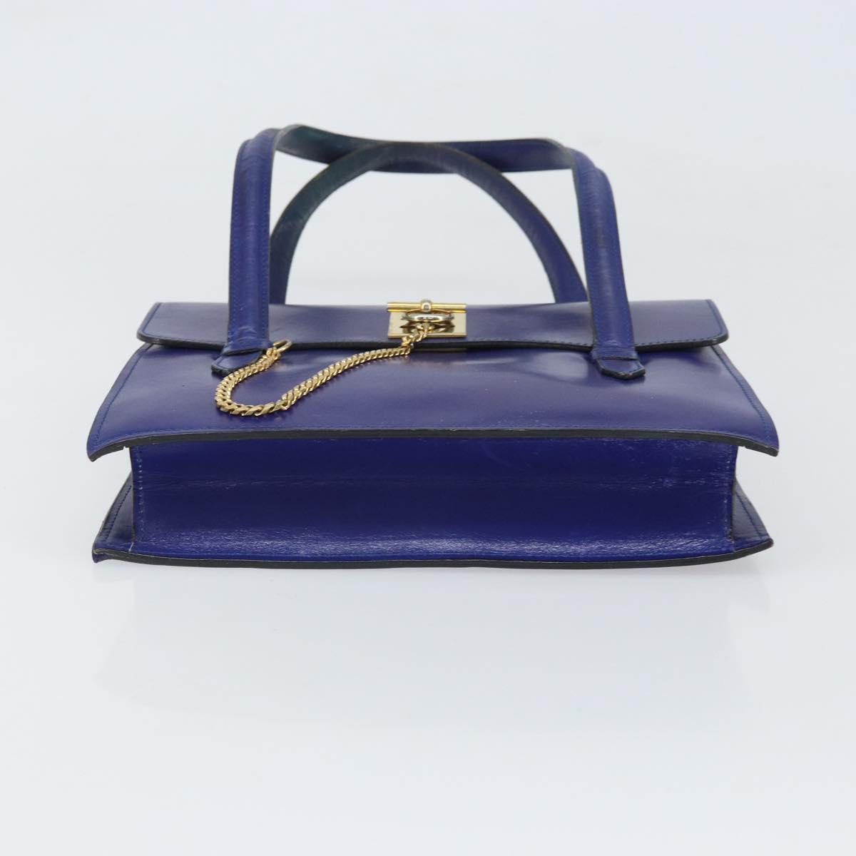 CELINE Hand Bag Leather Blue Gold