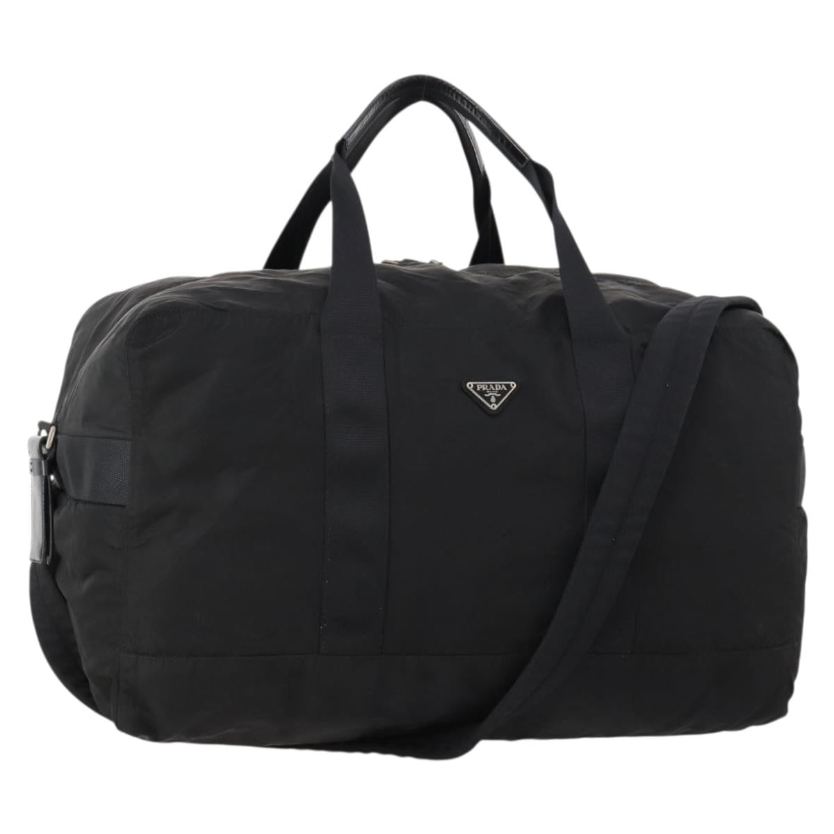 PRADA Boston Bag Nylon 2way Black Silver