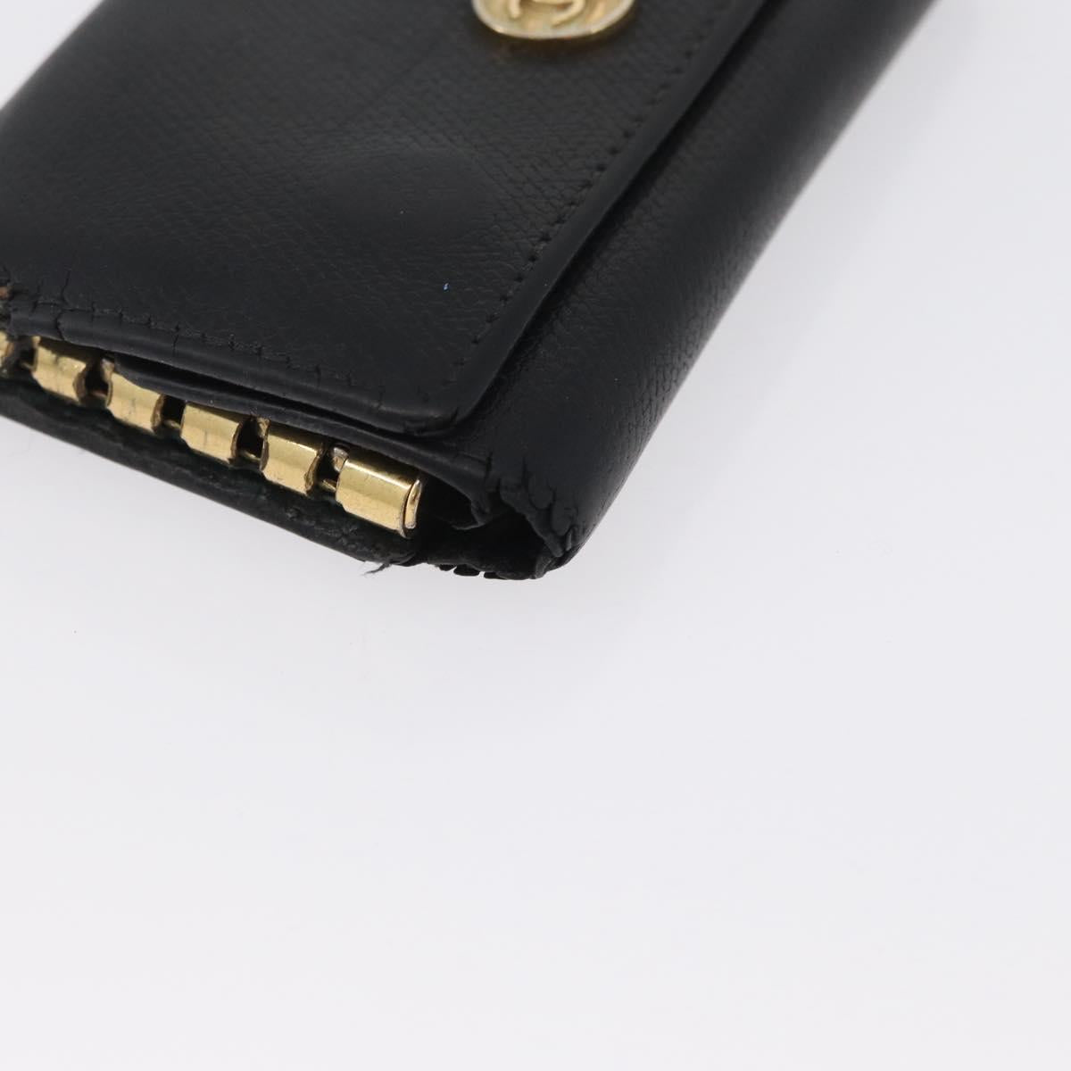 CHANEL Key Case Leather Black CC