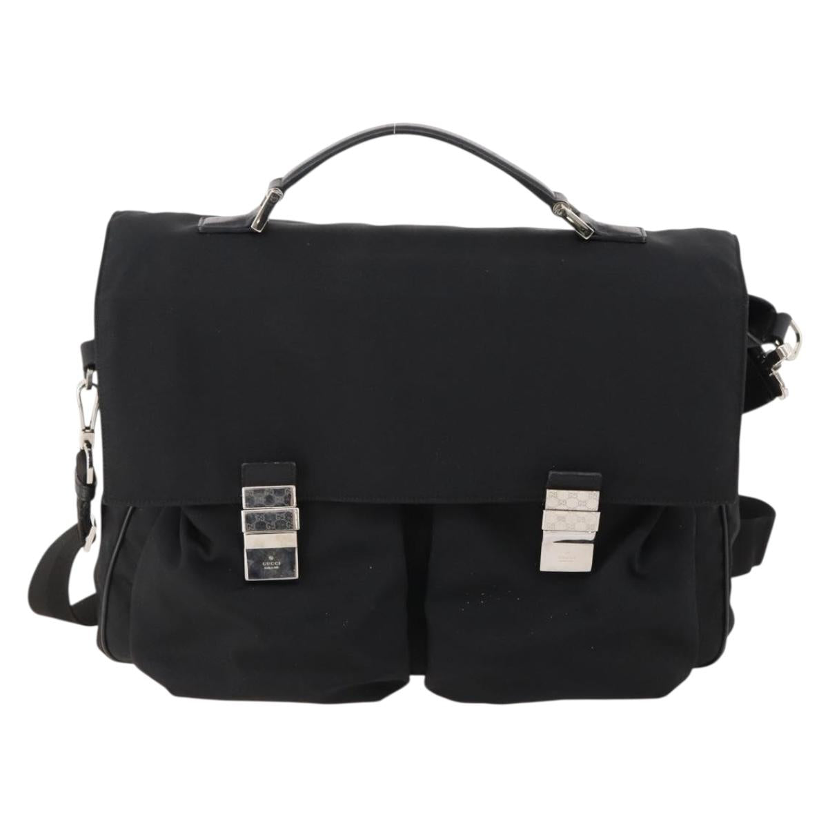 GUCCI Shoulder Bag Nylon 2way Black Silver