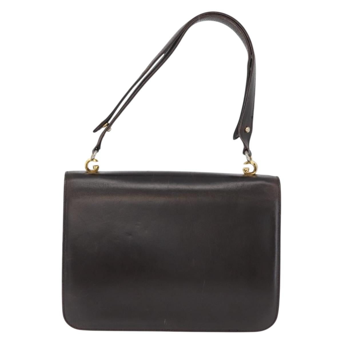 GUCCI Shoulder Bag Leather Brown Gold