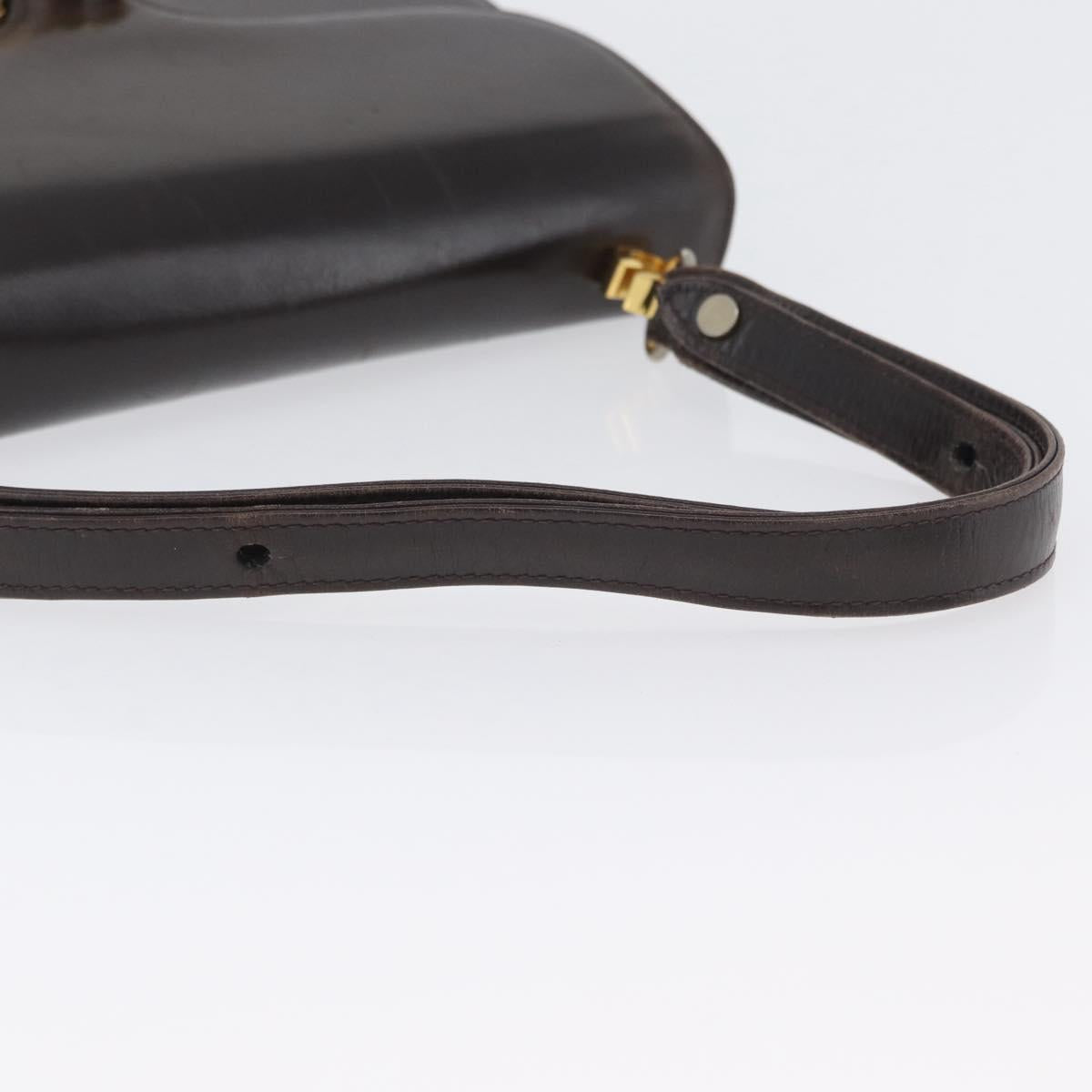 GUCCI Shoulder Bag Leather Brown Gold