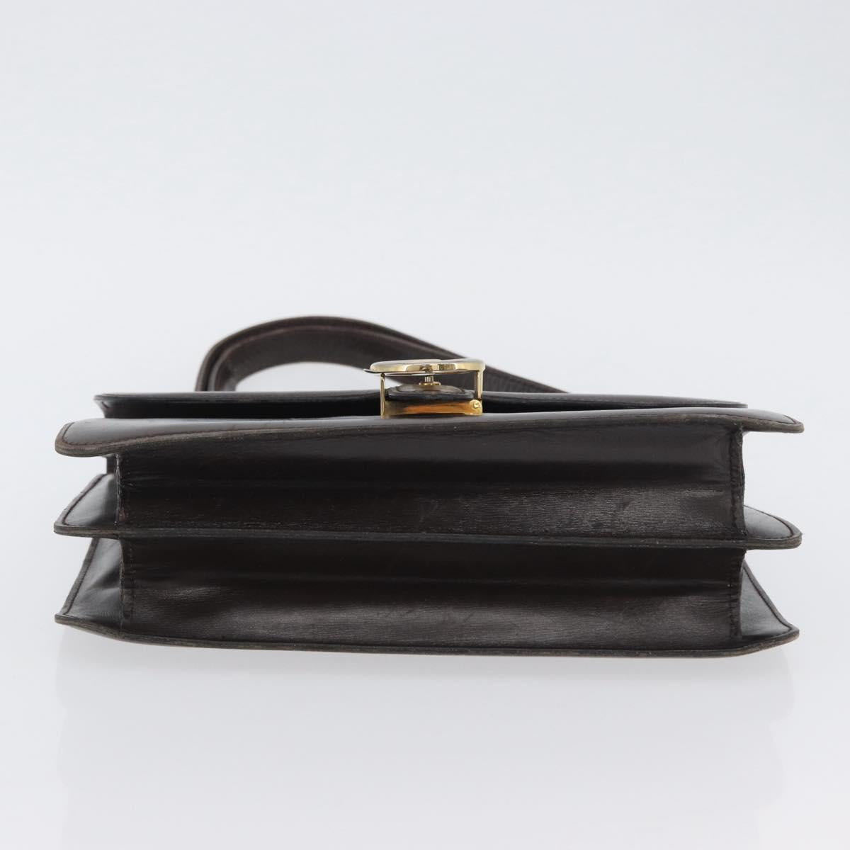 GUCCI Shoulder Bag Leather Brown Gold