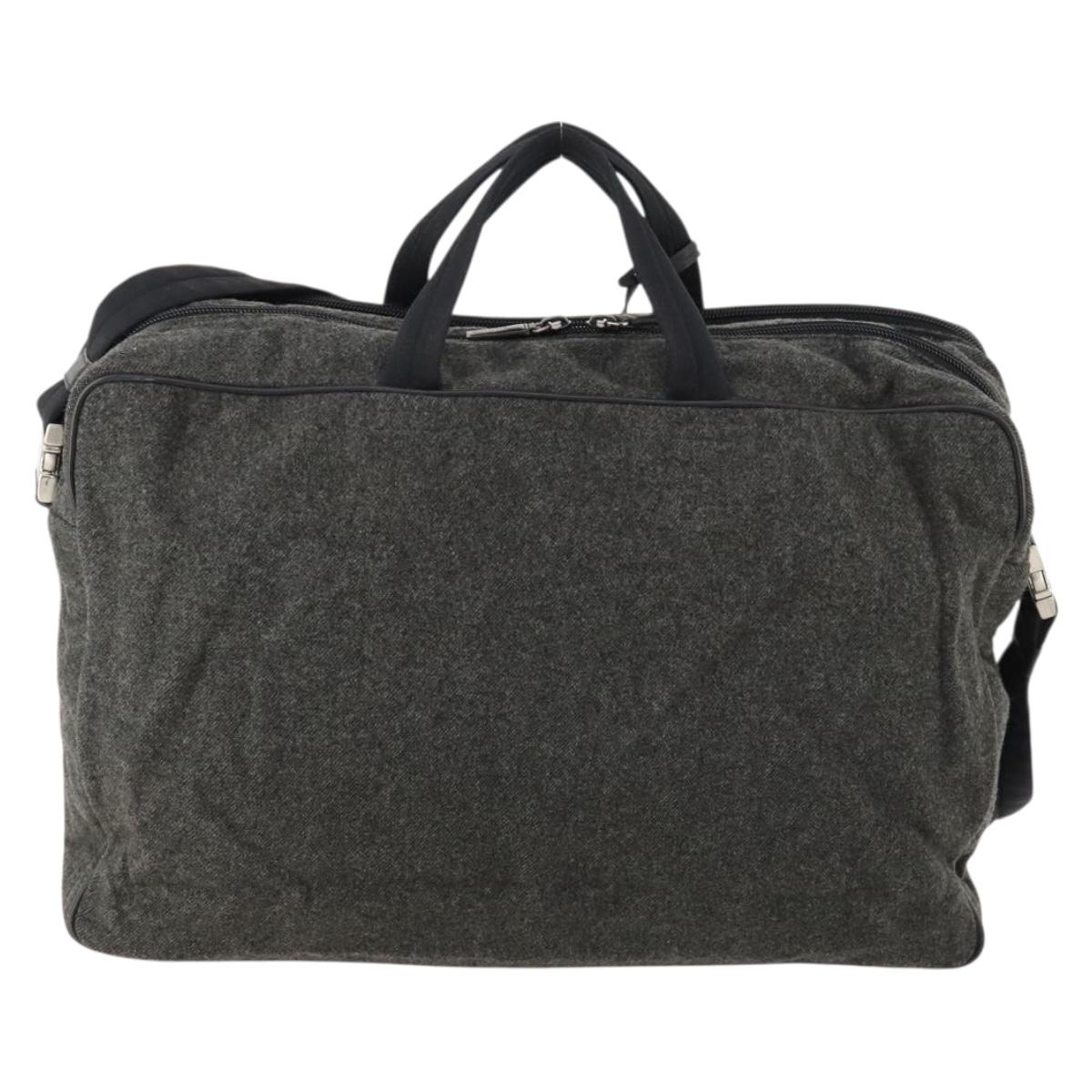 PRADA Boston Bag felt Gray Silver
