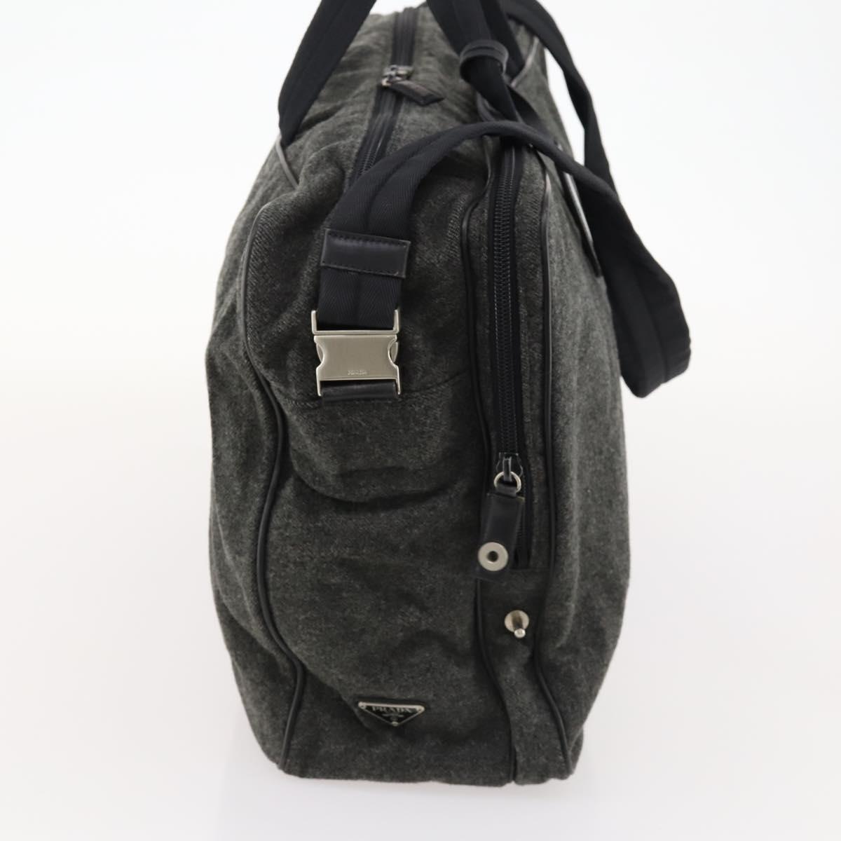 PRADA Boston Bag felt Gray Silver