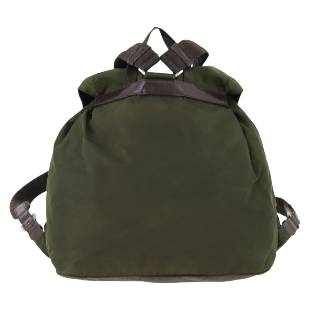PRADA Backpack Nylon Khaki Silver