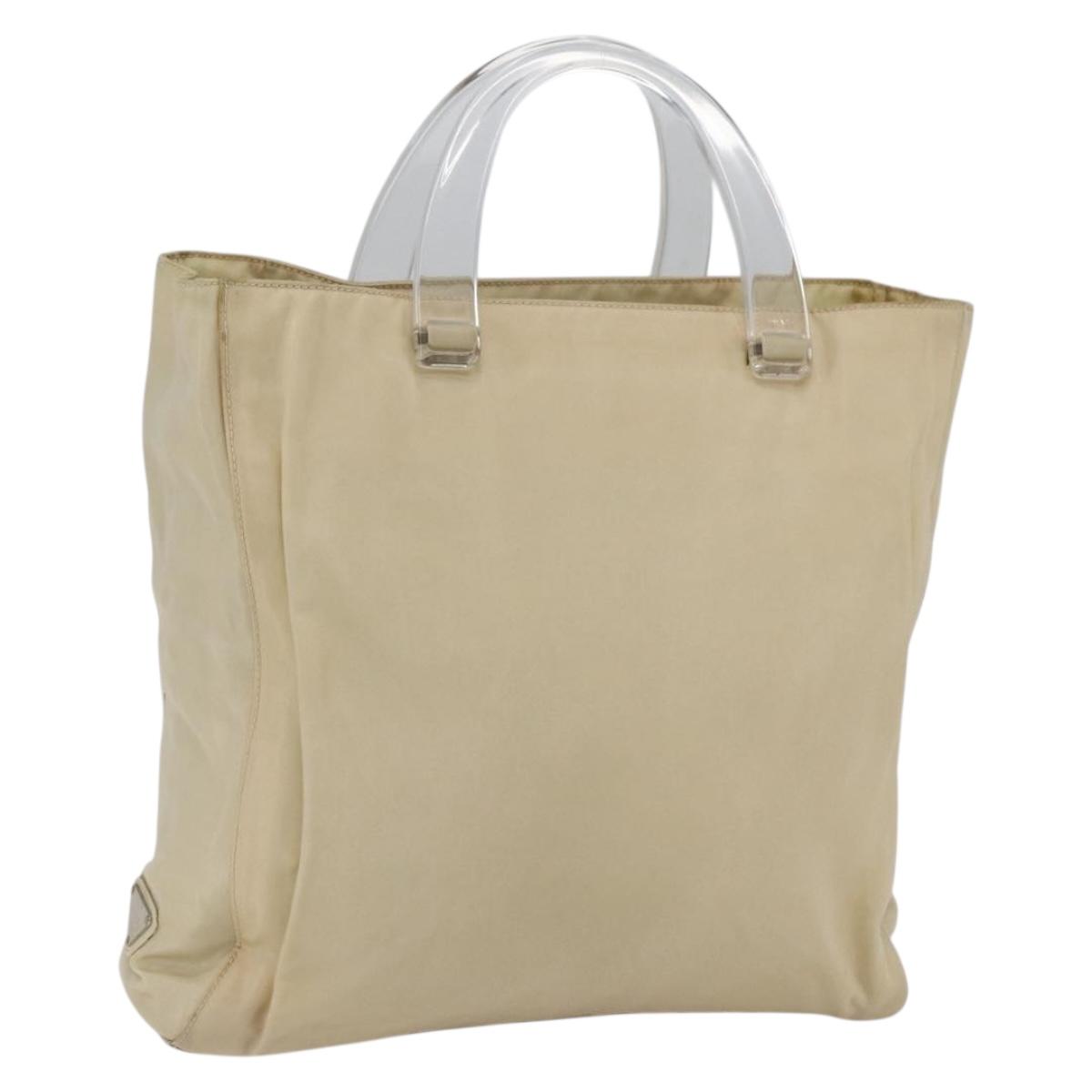 PRADA Hand Bag Nylon plastic Beige Clear